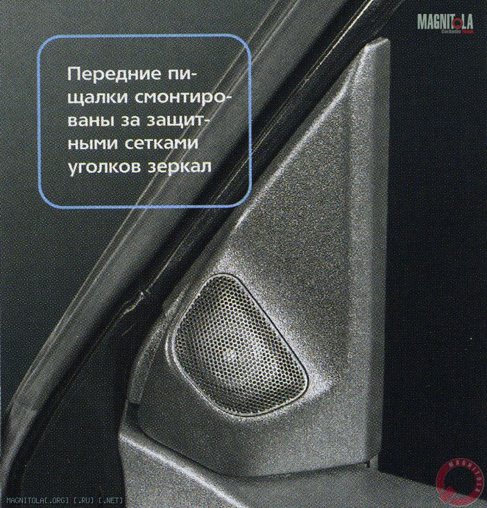 Передние пищалки смонтированы за защитными сетками уголков зеркал