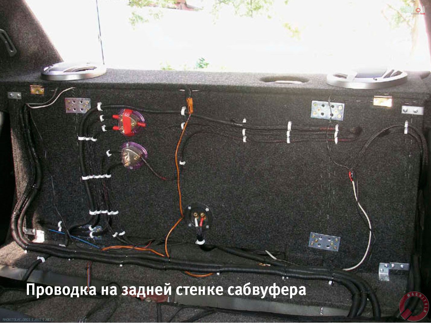 Проводка на задней стенке сабвуфера