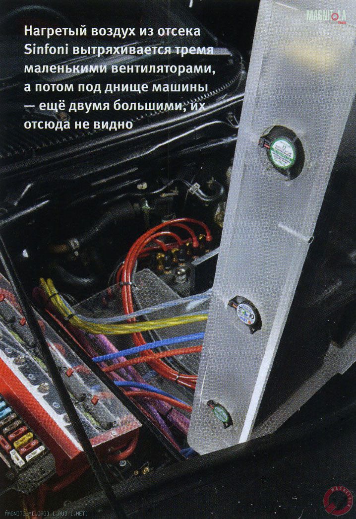 Нагретый воздух из отсека Sinfoni вытряхивается тремя маленькими вентиляторами, а потом под днище машины - еще двумя большими, их отсюда не видно