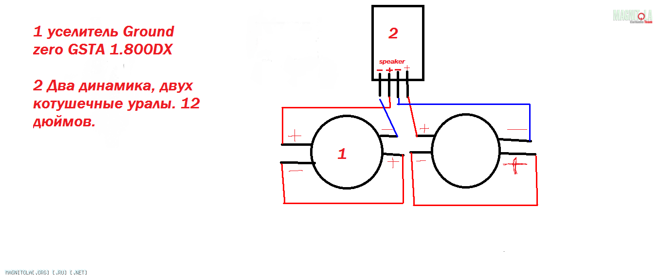 Схема подключения сабвуферов 2